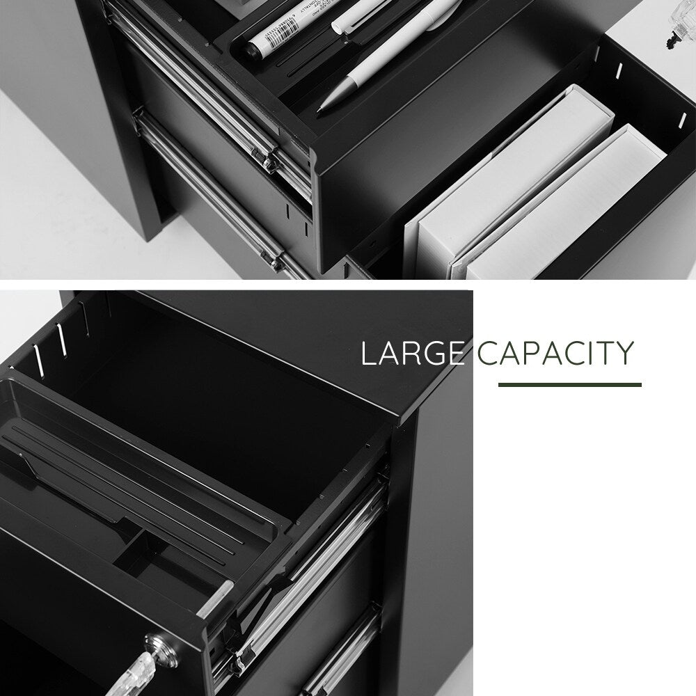 2 Drawer Mobile File Cabinet with Lock Metal Filing Cabinet for Legal/Letter/A4/F4 Size