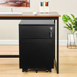 2 Drawer Mobile File Cabinet with Lock Metal Filing Cabinet for Legal/Letter/A4/F4 Size
