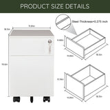 2 Drawer Mobile File Cabinet with Lock Metal Filing Cabinet for Legal/Letter/A4/F4 Size