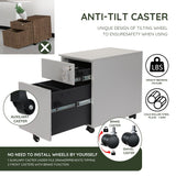 2 Drawer Mobile File Cabinet with Lock Metal Filing Cabinet for Legal/Letter/A4/F4 Size