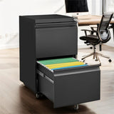 2 Drawer Mobile Filing Cabinet with Lock, Letter/Legal/A4 Size