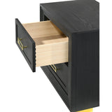 2-Drawer Nightstand Black Gold Finish Gold-colored Hardware Bedroom Furniture