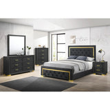 2-Drawer Nightstand Black Gold Finish Gold-colored Hardware Bedroom Furniture