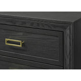 2-Drawer Nightstand Black Gold Finish Gold-colored Hardware Bedroom Furniture