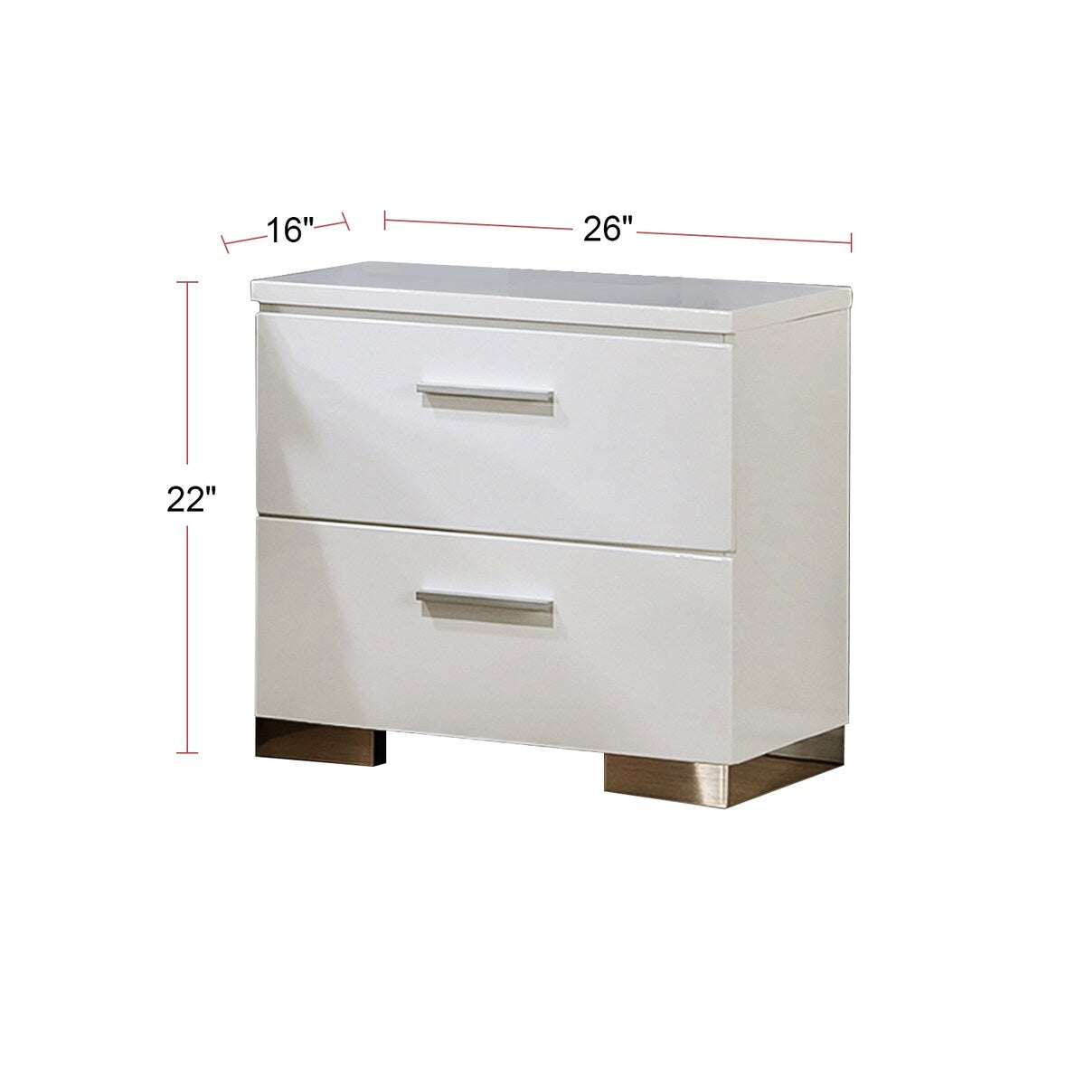 2 Drawer Nightstand in White