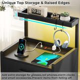 2 Drawer Nightstand with LED Lights Charging Station