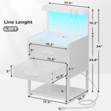 2 Drawer Nightstand with LED Lights Charging Station
