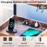 2 Drawer Nightstand with LED Lights Charging Station