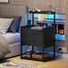 2 Drawer Nightstand with LED Lights Charging Station
