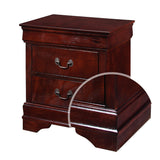 2 Drawer Nightstand with Metal Hanging Pull and Bracket Feet,Cherry Brown