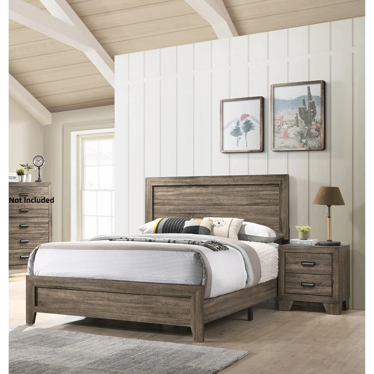 2-Drawer Nightstand with Metal Hardware Rustic Bedroom Furniture
