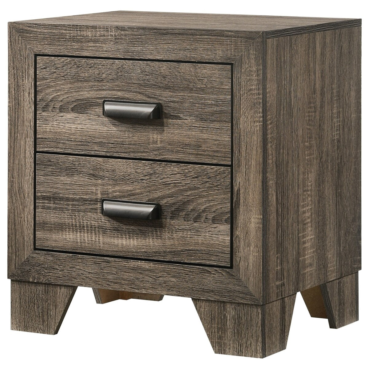 2-Drawer Nightstand with Metal Hardware Rustic Bedroom Furniture