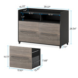 2 Drawer Rolling Filing Cabinets Wood Lateral File Cabinet for Letter, Printer Stand with Wheels Storage Shelf for Home Office