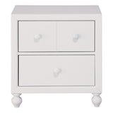 2 Drawer Wooden Nightstand with Turned Legs, White