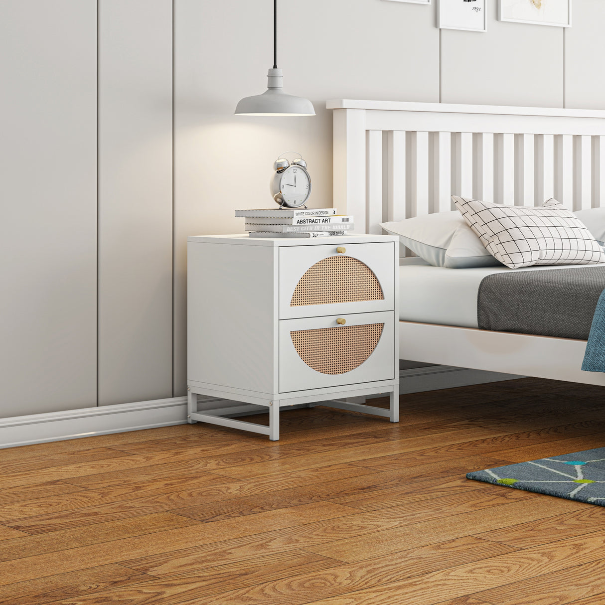 2 Drawer side table, Nightstand Side Table Bedroom Storage Drawer Bedside End Table