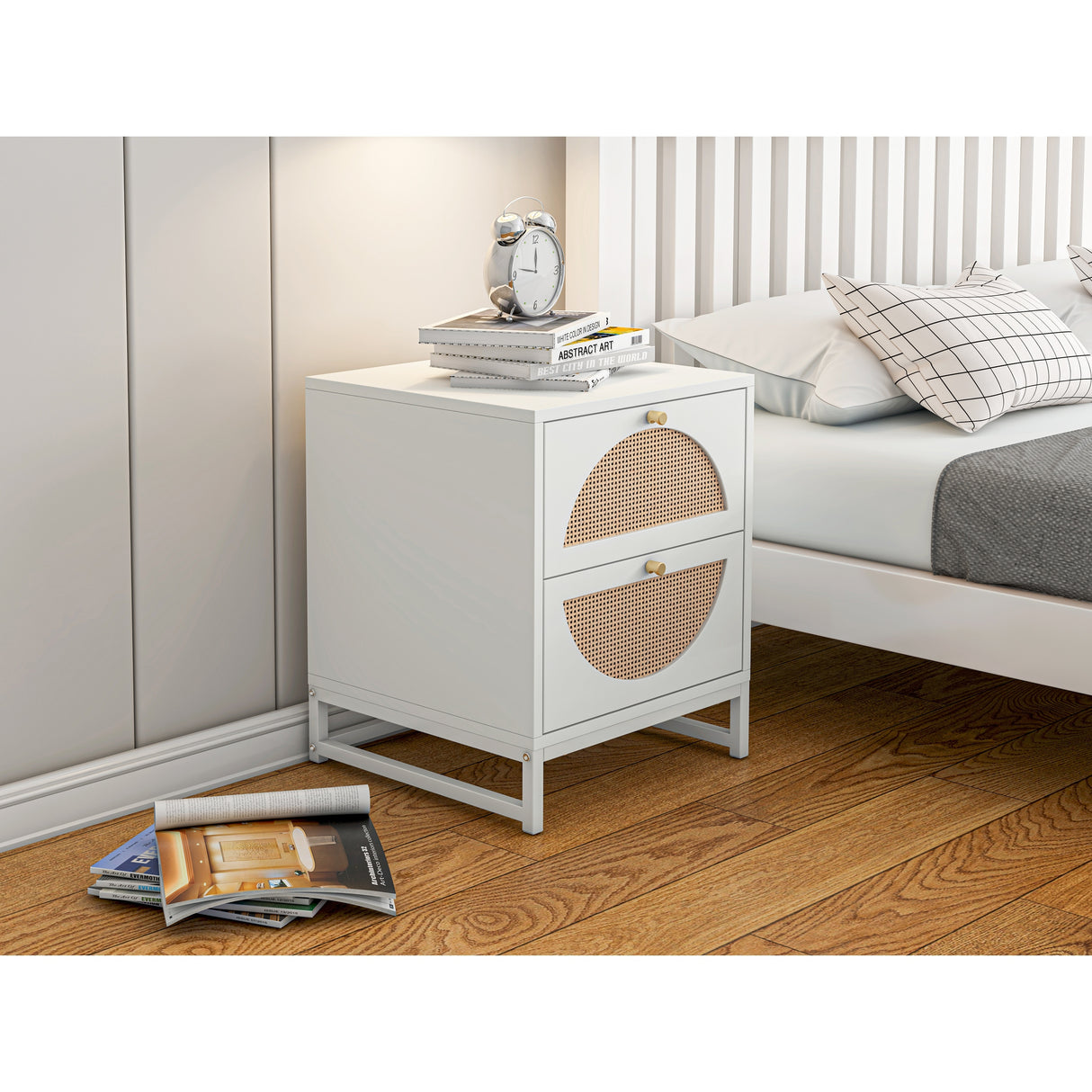 2 Drawer side table, Nightstand Side Table Bedroom Storage Drawer Bedside End Table