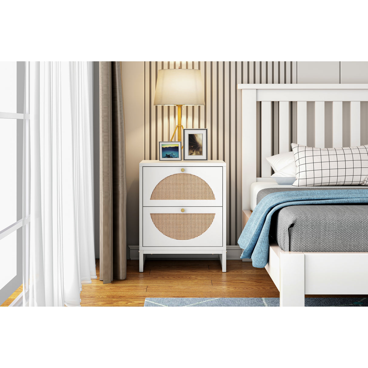 2 Drawer side table, Nightstand Side Table Bedroom Storage Drawer Bedside End Table