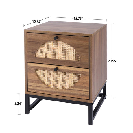 2 Drawer side table, Nightstand Side Table Bedroom Storage Drawer Bedside End Table