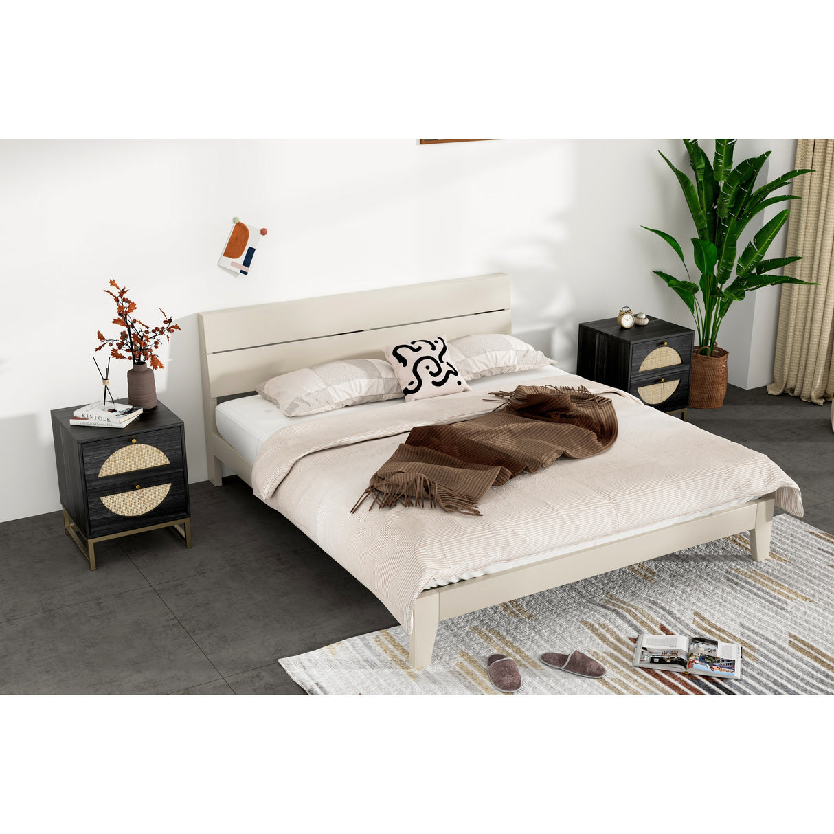 2 Drawer side table, Nightstand Side Table Bedroom Storage Drawer Bedside End Table