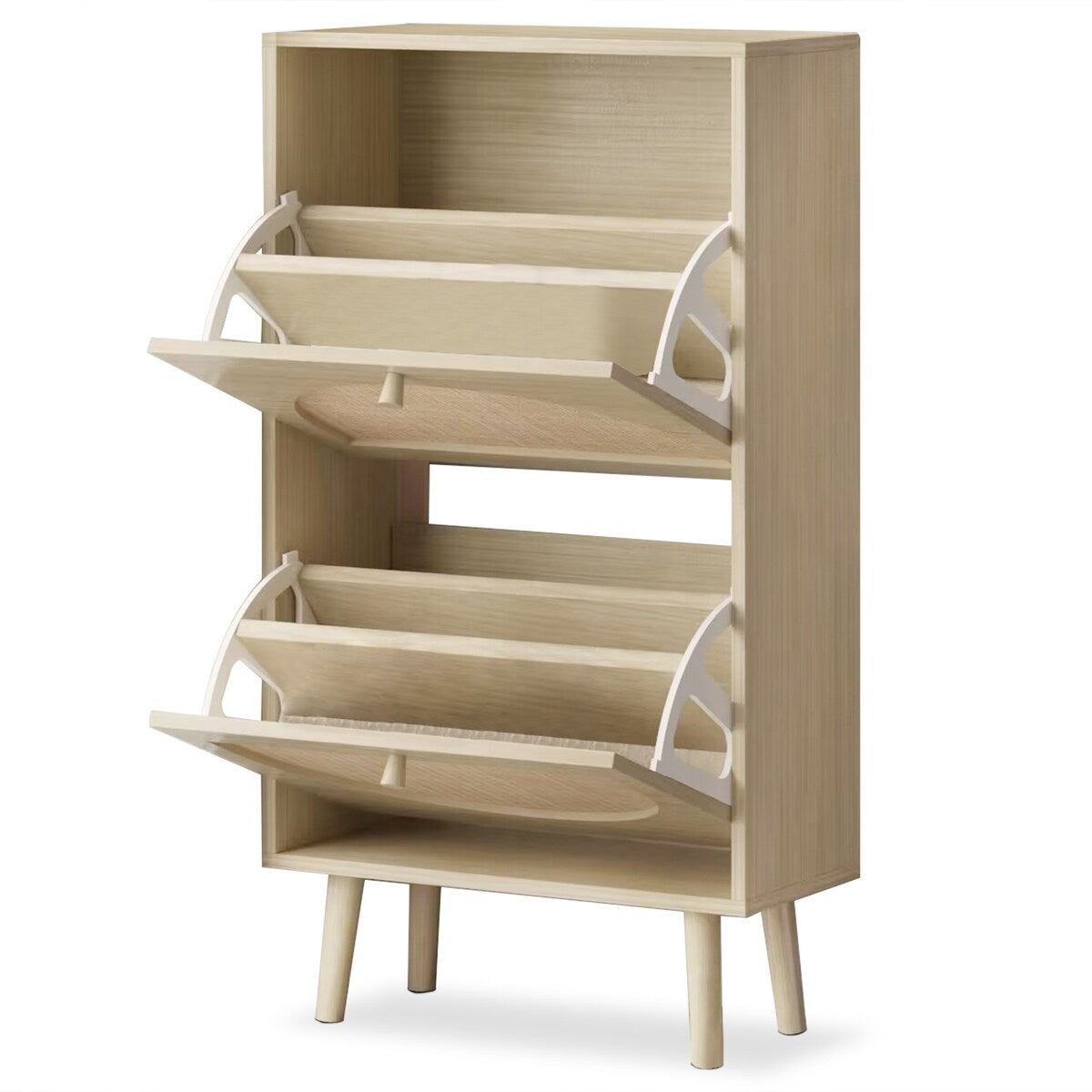 2 Drawers Shoe Cabinet Rattan Shoe Rack Shoe Storage