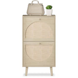 2 Drawers Shoe Cabinet Rattan Shoe Rack Shoe Storage