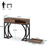 2 Drawers Sofa Table Console Table, 47.24" Hallway Table with Stable Metal Frame for Living Room - 47.24"L x 13.77"W x 35.43"H