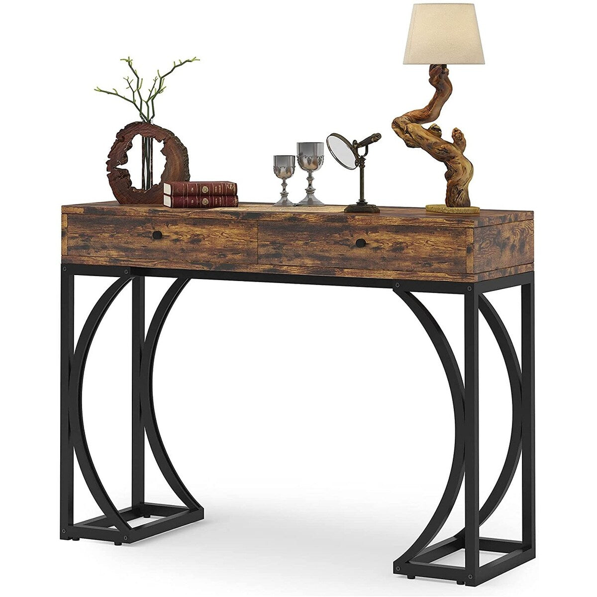 2 Drawers Sofa Table Console Table, 47.24" Hallway Table with Stable Metal Frame for Living Room - 47.24"L x 13.77"W x 35.43"H