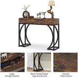 2 Drawers Sofa Table Console Table, 47.24" Hallway Table with Stable Metal Frame for Living Room - 47.24"L x 13.77"W x 35.43"H