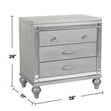 2 Drawers Wooden Nightstand with Built-In Wireless Charging in Silver