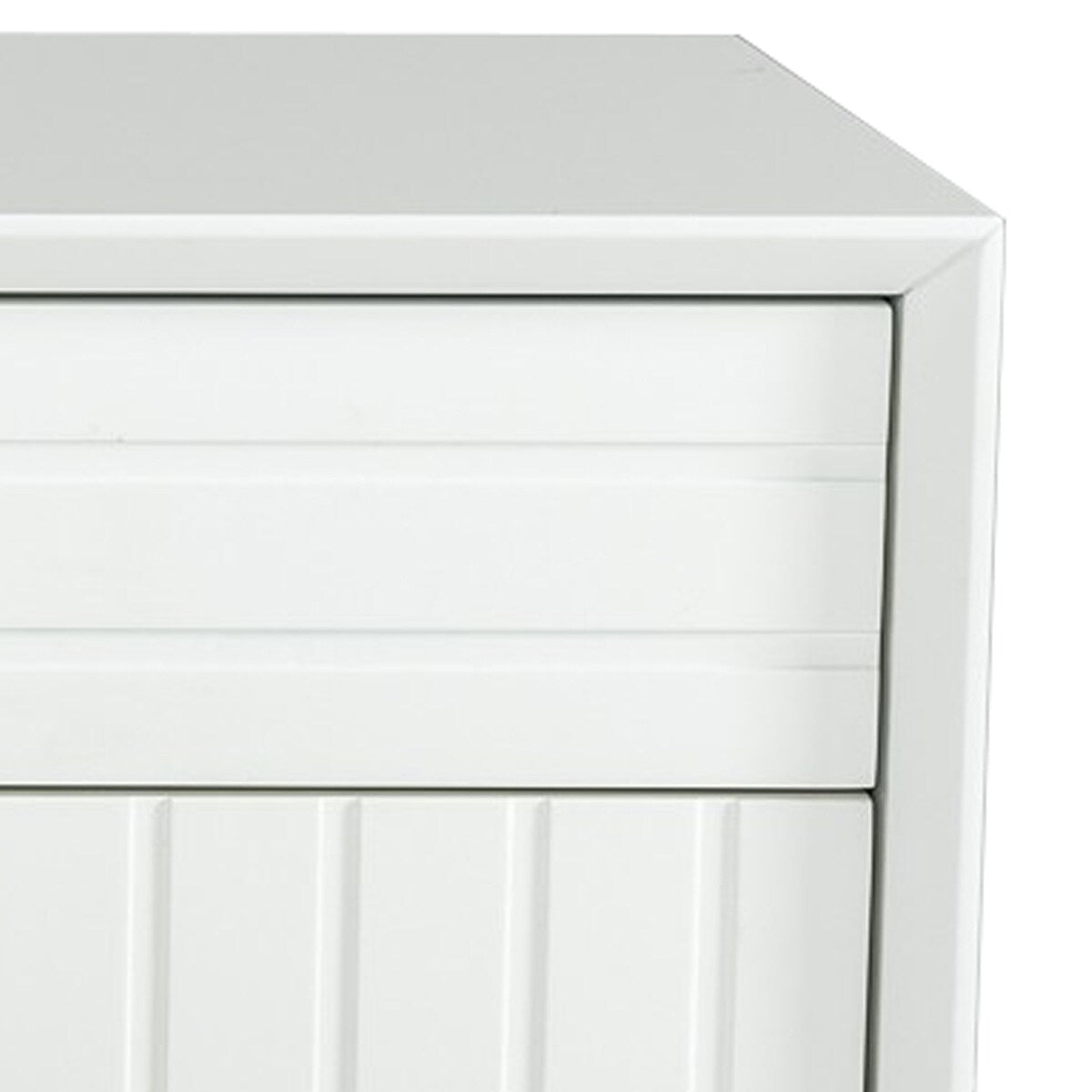 2 Drawers Wooden Nightstand with Metal Bar Pulls, White and Black