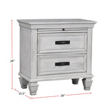 2 Drawers Wooden Nightstand, Antique White
