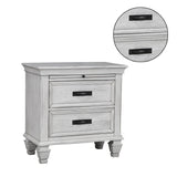 2 Drawers Wooden Nightstand, Antique White