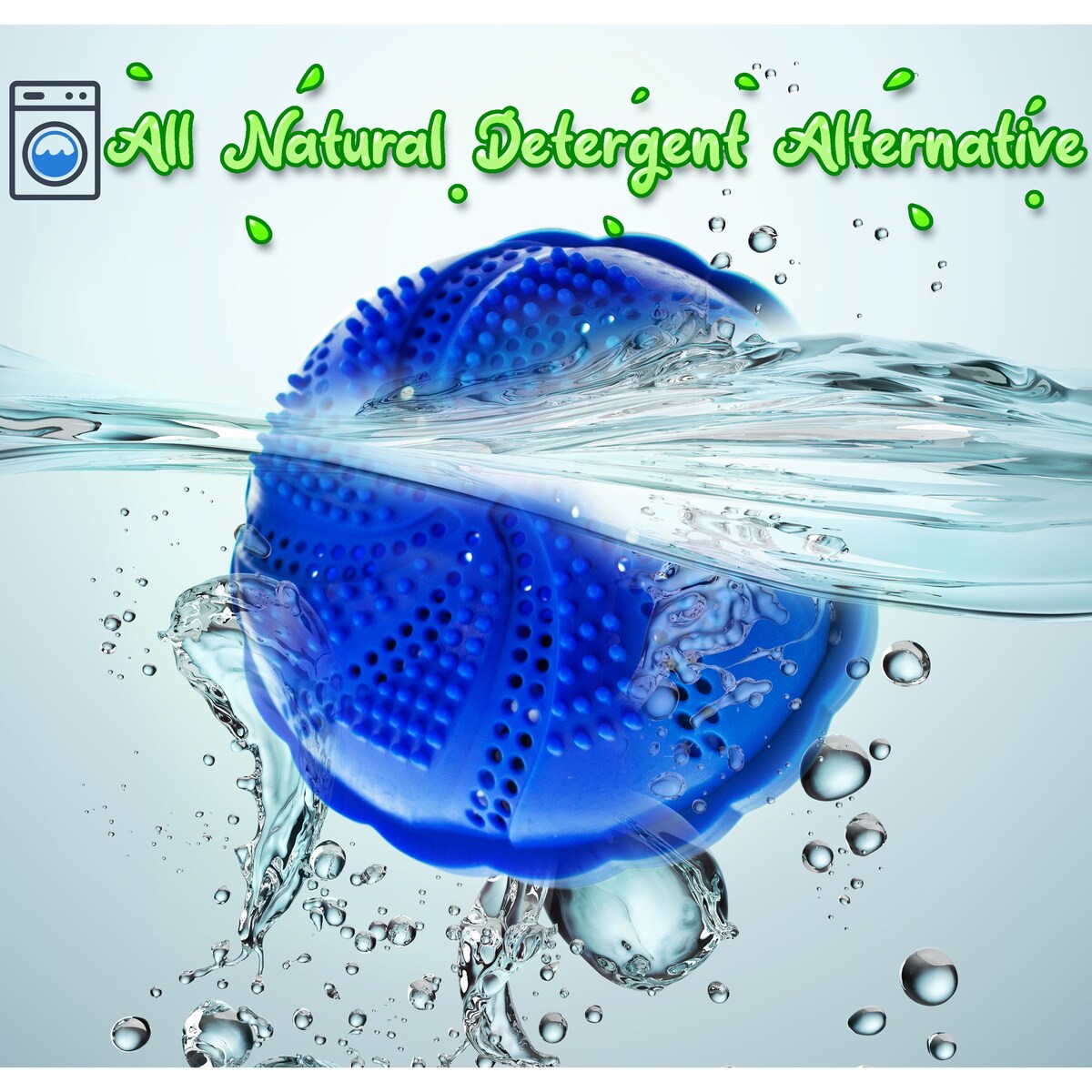 2 Eco Friendly Washing Cermaic Balls - Natural, Chemical Free, Fragrance Free Laundry Detergent Alternative - Reusable - BLUE