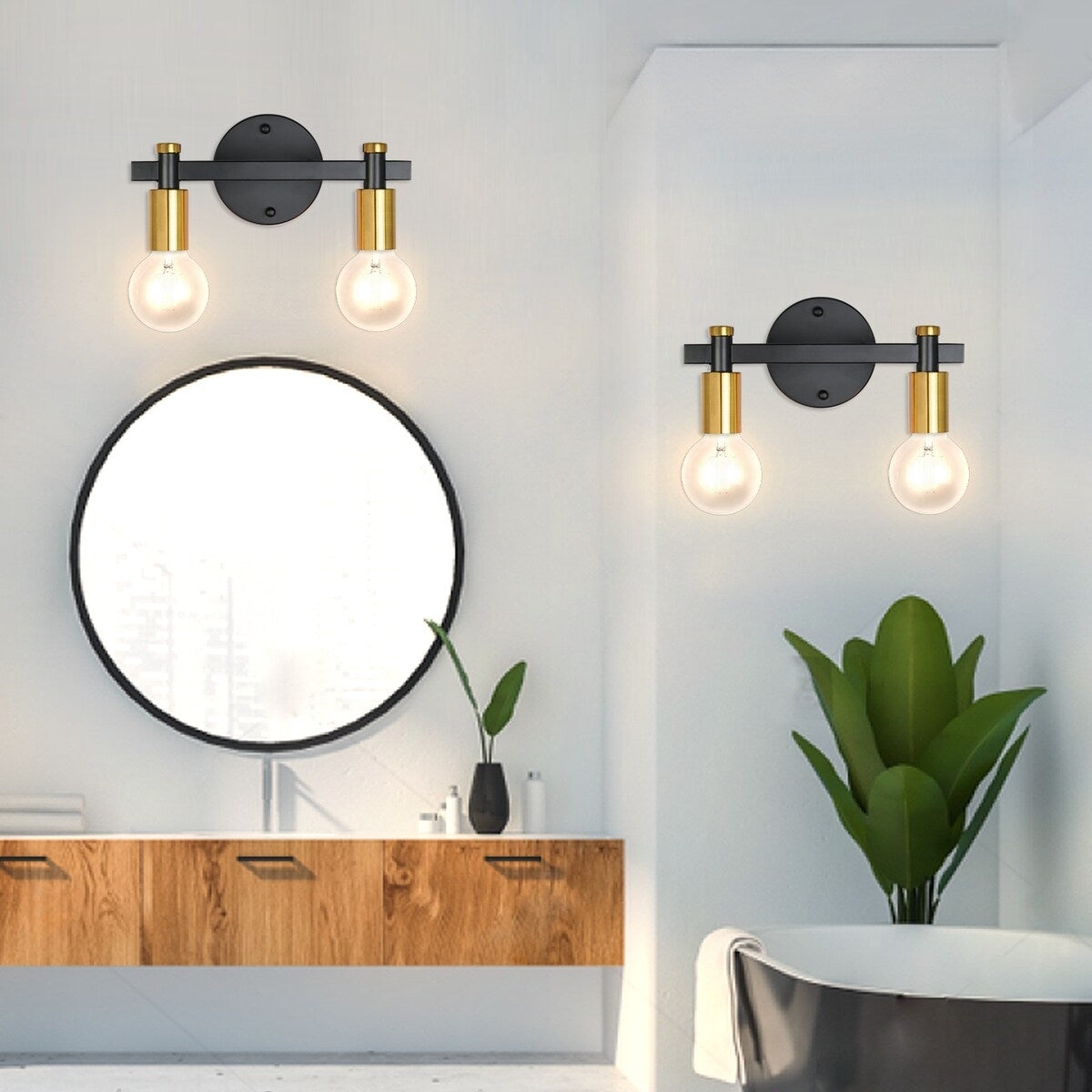 2-Light Bathroom Light Fixture Vintage Wall Sconces Lighting for Bedroom Kitchen Entryway Hallway Living Room