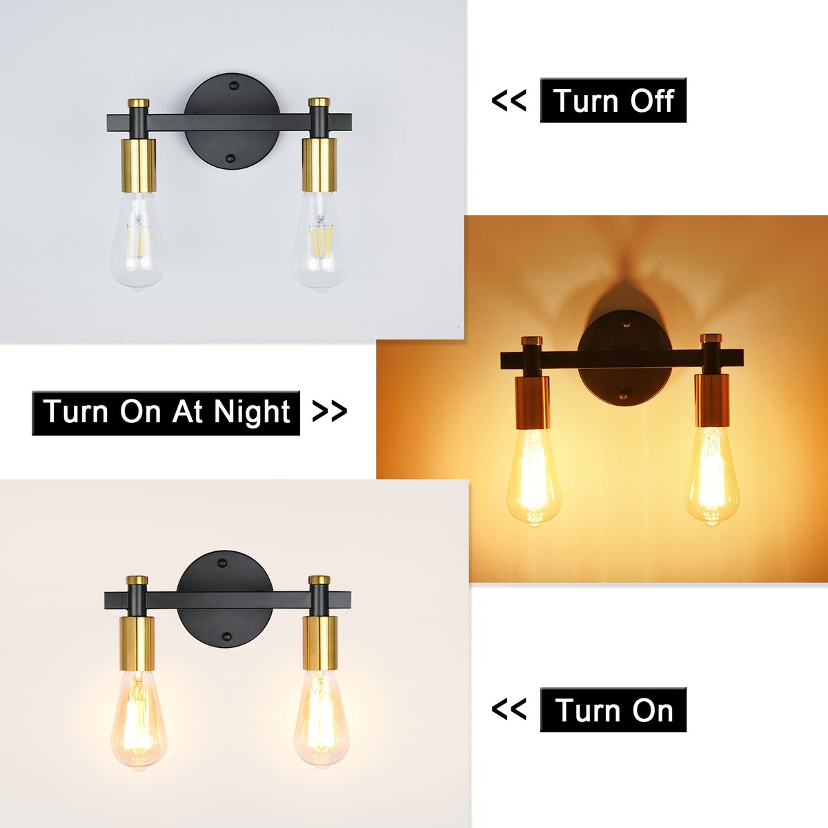 2-Light Bathroom Light Fixture Vintage Wall Sconces Lighting for Bedroom Kitchen Entryway Hallway Living Room