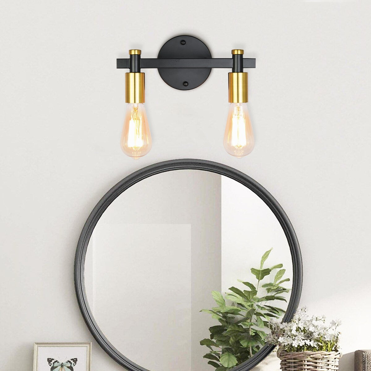 2-Light Bathroom Light Fixture Vintage Wall Sconces Lighting for Bedroom Kitchen Entryway Hallway Living Room