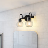 2-Light Bathroom Vanity Light with Clear Glass Shade, Wall Lighting Fixture
