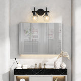 2-Light Bathroom Vanity Light with Clear Glass Shade, Wall Lighting Fixture