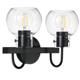 2-Light Bathroom Vanity Light with Clear Glass Shade, Wall Lighting Fixture