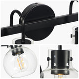 2-Light Bathroom Vanity Light with Clear Glass Shade, Wall Lighting Fixture