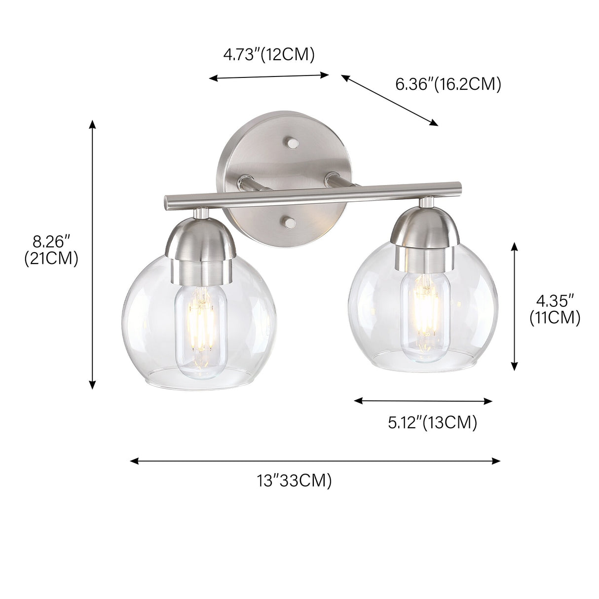 2-Light Bathroom Vanity Light