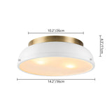 2-Light Modern Industrial Bright White/ Aged Bronze Frosted Glass Cone Dome Flush Mount Lights - 14.2 in. W x 4.3 in. H