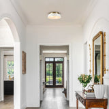 2-Light Modern Industrial Bright White/ Aged Bronze Frosted Glass Cone Dome Flush Mount Lights - 14.2 in. W x 4.3 in. H