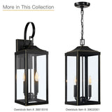 2-Light Bronze Large Transitional Outdoor Hanging Pendant Light with Clear Glass - 20 in. H