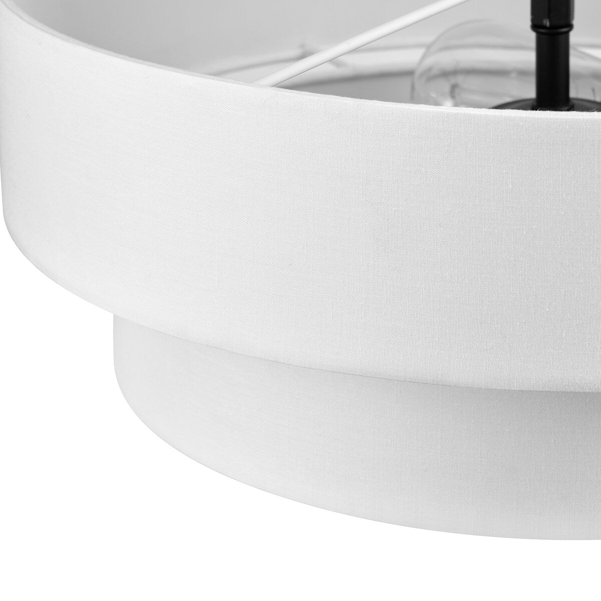 2-Light Semi-Flush Mount Ceiling Light, Matte Black, 2-Tier, White Linen Shade, Home Improvement, Dining Room, Kitchen - 15"
