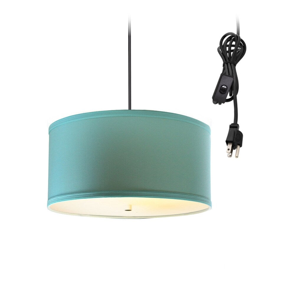 2 Light Swag Plug-In Pendant 14"w Island Paridise Blue with Diffuser, Black Cord