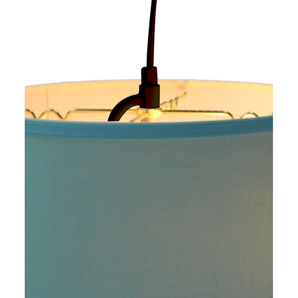 2 Light Swag Plug-In Pendant 14"w Island Paridise Blue with Diffuser, Black Cord