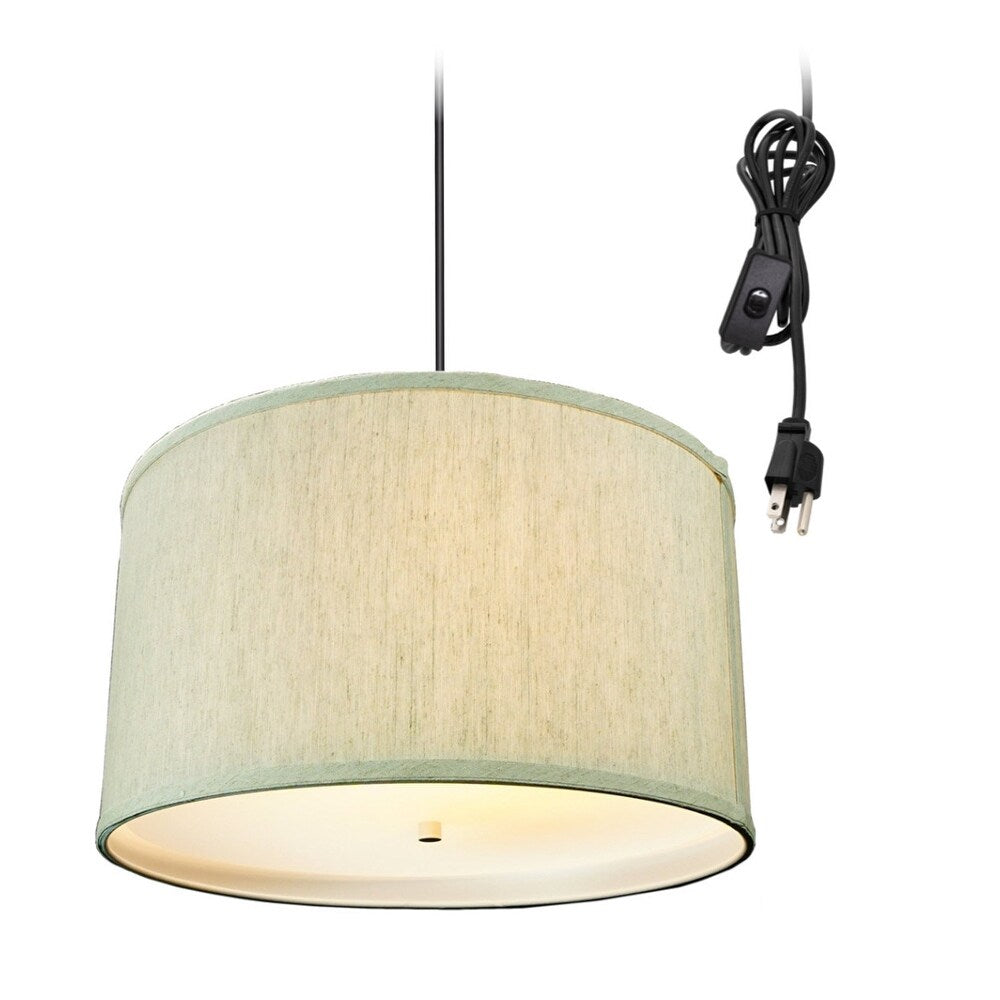 2 Light Swag Plug-In Pendant 18"w Textured Oatmeal with Diffuser, Black Cord