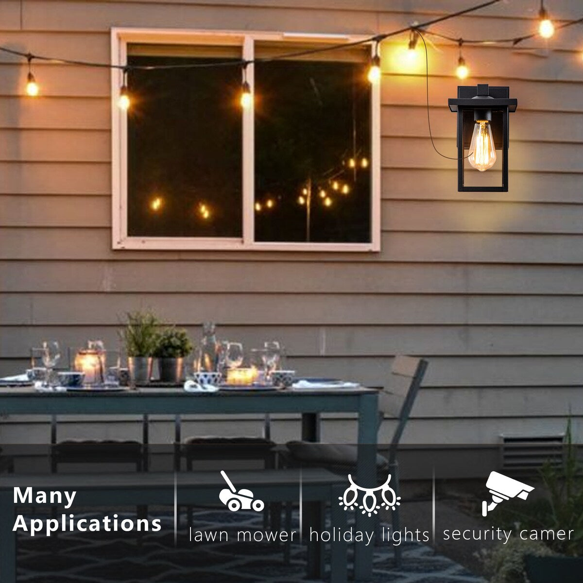 2 PACK Outdoor Wall Sconce with GFCI Outlet - 9.75-inch