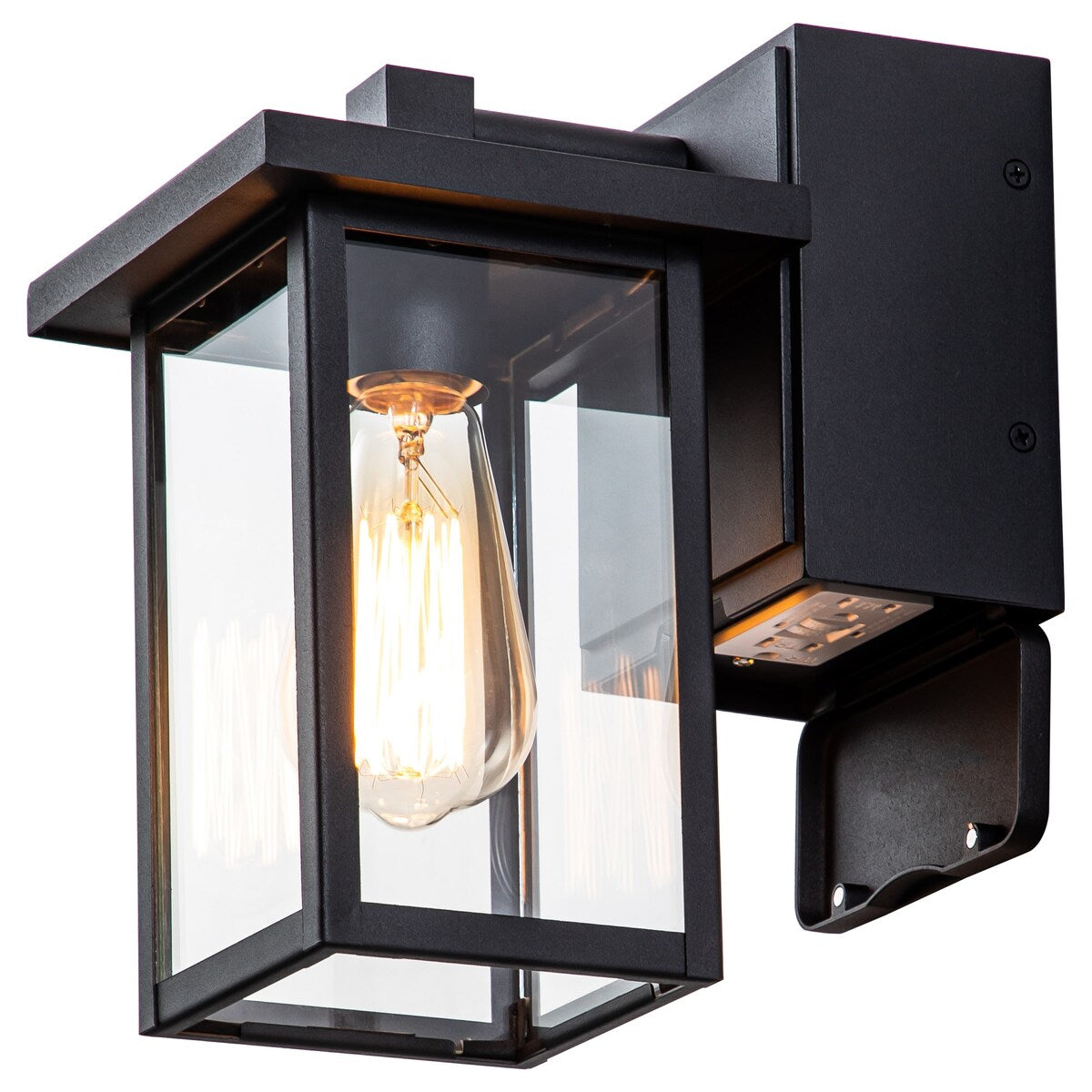 2 PACK Outdoor Wall Sconce with GFCI Outlet - 9.75-inch